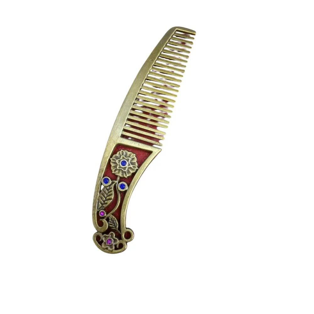 Unique Vintage-Style Jewel Encrusted Hand Makeup Mirror and Comb Set